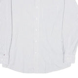 TOMMY HILFIGER Mens White & Grey Striped Shirt M Classic Fit Button Down Collar