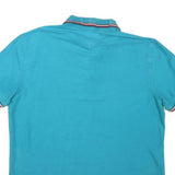 TOMMY HILFIGER Mens Blue Polo Shirt Short Sleeve M Cotton Blend Classic Fit
