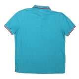 TOMMY HILFIGER Mens Blue Polo Shirt Short Sleeve M Cotton Blend Classic Fit