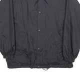 US BASIC Mens Black Nylon Coach Jacket L Button Plain Lightweight Stylish