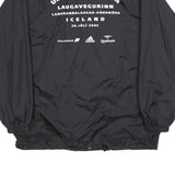 US BASIC Mens Black Nylon Coach Jacket L Button Plain Lightweight Stylish