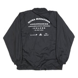 US BASIC Mens Black Nylon Coach Jacket L Button Plain Lightweight Stylish