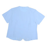 ANTHONY RICHARDS Womens Blue Embroidered Top Short Sleeve Crew Neck M