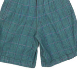 JJ FARGO Womens Shorts Blue Check XS W26 Cotton Blend Casual Classic Fit