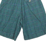 JJ FARGO Womens Shorts Blue Check XS W26 Cotton Blend Casual Classic Fit