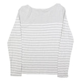 POLO RALPH LAUREN Womens Grey & White Striped Plain Crew Neck Basic Knit Jumper