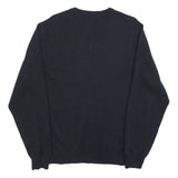 IZOD Mens Navy Blue Grey Argyle Cotton Jumper V-Neck Basic Knit M Classic