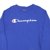 CHAMPION Mens Blue Long Sleeve Crew Neck Logo Graphic T-Shirt M Cotton Blend
