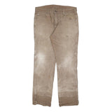 DICKIES Mens Beige Regular Fit Straight Denim Cotton Blend Zip W32 L32 Workwear