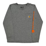 Age 10-12 Carhartt Long Sleeve T-Shirt - Medium Gray Cotton