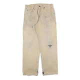 DICKIES Mens Relaxed Jeans Beige Denim W32 L32 Distressed Workwear Utility