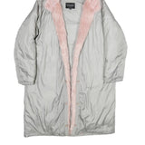 GUESS Womens Grey & Pink Faux Fur Hooded Polyester Blend Long Sleeve Jacket XS