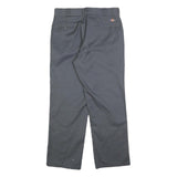 DICKIES Mens Cotton Blend Grey Regular Straight Trousers W34 L30 Workwear Zip