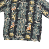 PINEAPPLE CONNECTION Mens Black Hawaiian Shirt XL Tropical Floral Cotton Relaxed