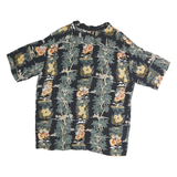 PINEAPPLE CONNECTION Mens Black Hawaiian Shirt XL Tropical Floral Cotton Relaxed