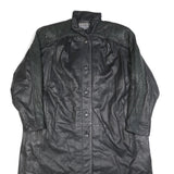 WEILEMANN Womens Black Leather Button Jacket L Leather Long Sleeve Classic