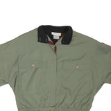 JENNY Womens Green & Black Casual Button Jacket M Nylon Plain Short Sleeve