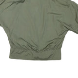 JENNY Womens Green & Black Casual Button Jacket M Nylon Plain Short Sleeve