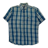 Dickies Checked Short Sleeve Shirt - Large Blue Cotton