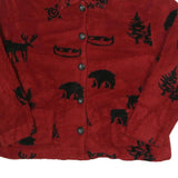 SWEET JESSIE Womens Red & Black Fleece Button Jacket M Polyester Blend Bear