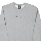CHAMPION Mens Grey S Crew Neck Sweatshirt Cotton Blend Logo Casual