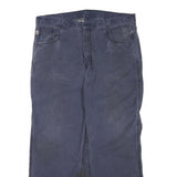 CARHARTT Mens Cotton Blend Blue Regular Straight Trousers W38 L30 Workwear Zip