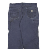 CARHARTT Mens Cotton Blend Blue Regular Straight Trousers W38 L30 Workwear Zip