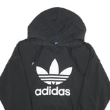 ADIDAS Womens Black Hoodie UK 10 Cotton Blend Pullover Casual Sportswear