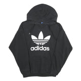 ADIDAS Womens Black Hoodie UK 10 Cotton Blend Pullover Casual Sportswear