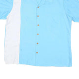 MAUI Mens Blue & White Cotton Blend Shirt XL Casual Button Front Summer Style