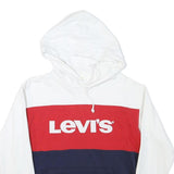LEVI'S Mens White Red & Navy Colourblock Hoodie XS Cotton Blend Casual