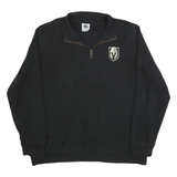 NHL Mens Black Pullover Plain Quarter Zip Basic Knit 2XL Cotton Blend Jumper