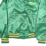 ARISTO JAC Mens Green Nylon Bomber Jacket L Satin Finish Button Closure