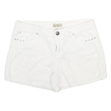 EARL JEAN Womens Shorts White UK 12 W32 Cotton Blend Studded Embellished