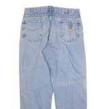 CARHARTT Mens Regular Fit Straight Light Blue Denim Jeans W33 L32 Zip Cotton