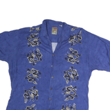 PINEAPPLE CONNECTIONS Mens Blue Cotton Shirt M Button Front Dragon Print Casual