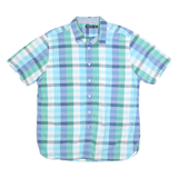 NAUTICA Mens Blue Green Check Shirt XL Cotton Blend Short Sleeve Casual
