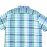 NAUTICA Mens Blue Green Check Shirt XL Cotton Blend Short Sleeve Casual