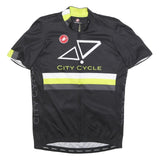 CASTELLI Mens Black & Yellow City Cycle T-Shirt L Short Sleeve Crew Neck Cycling