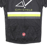 CASTELLI Mens Black & Yellow City Cycle T-Shirt L Short Sleeve Crew Neck Cycling