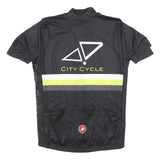 CASTELLI Mens Black & Yellow City Cycle T-Shirt L Short Sleeve Crew Neck Cycling