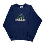 Classic Logo Adidas Sweatshirt - Small Blue Cotton