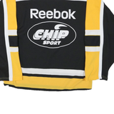Mens Black & Yellow Graphic Long Sleeve V-Neck Sport T-Shirt Size S Athletic