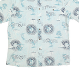 CROFT & BARROW Mens Blue Casual Shirt M Cotton Blend Compass Print Vacation