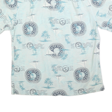 CROFT & BARROW Mens Blue Casual Shirt M Cotton Blend Compass Print Vacation