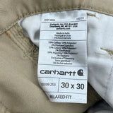 Carhartt Double Knee Carpenter Trousers - 30W 30L Beige Cotton Blend
