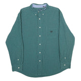 CHAPS Mens Green & Black Check Shirt XL Button-Down Collar Long Sleeve