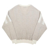 MONTE CARLO Mens Beige & Cream Patterned Jumper V-Neck Basic Knit L Cotton Blend