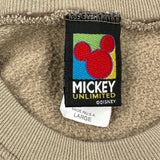 Disney Mickey Unlimited Cartoon Sweatshirt - Large Beige Cotton