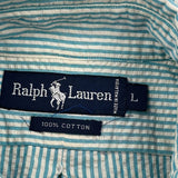Ralph Lauren Striped Shirt - Large Blue Cotton